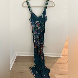 Johnny Was Floral Maxi Dress - Teal and Multicolor